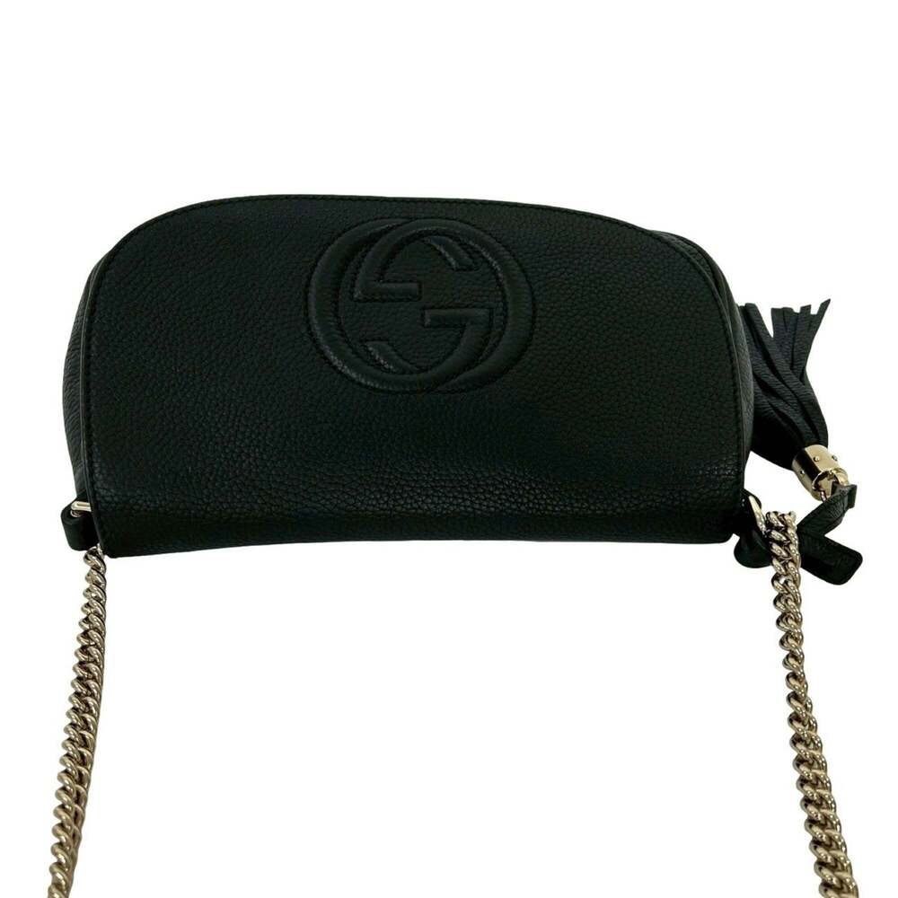 GUCCI Authentic Black Leather Shoulder Bag - Picture 4 of 10